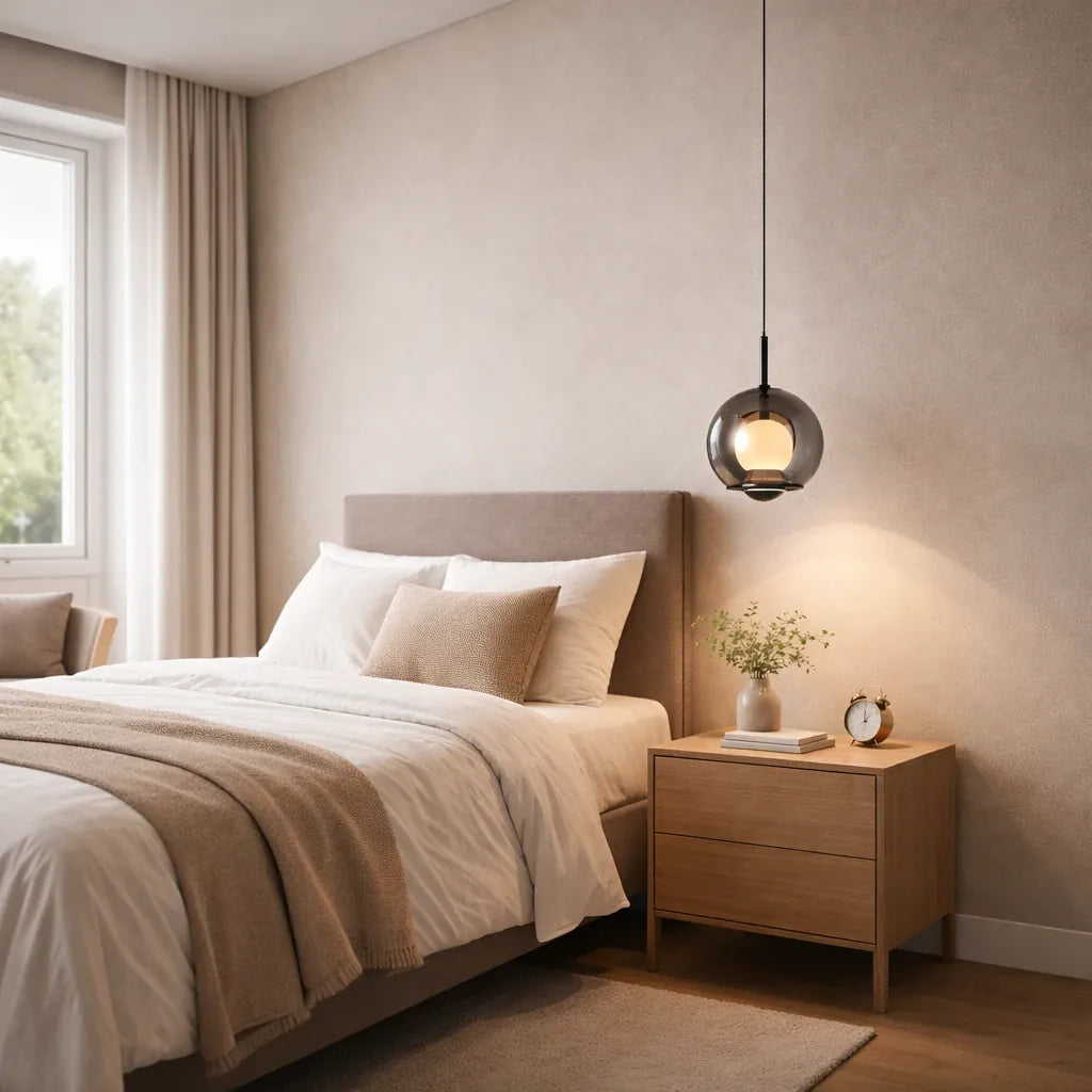 Rise-Light Schwarz Moderne Pendelleuchte für das Schlafzimmer