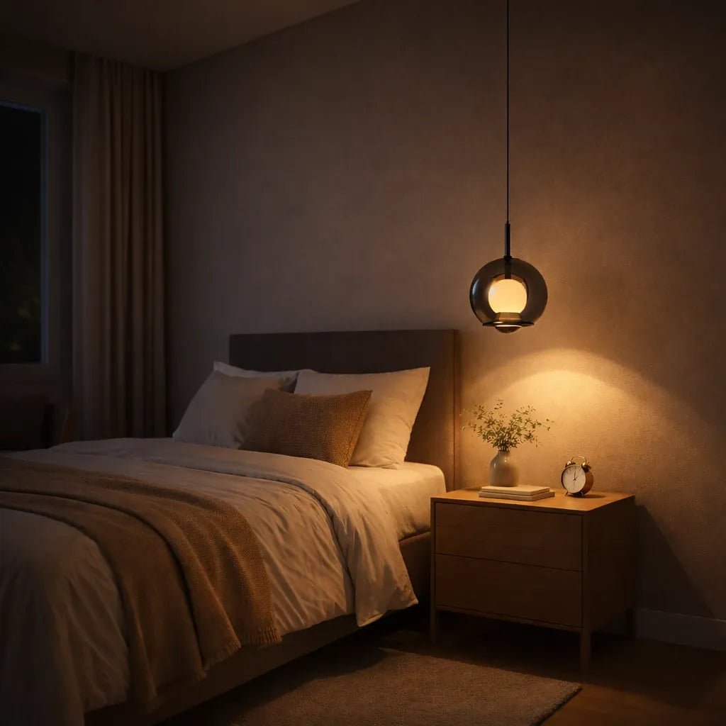 Rise-Light Schwarz Moderne Pendelleuchte für das Schlafzimmer
