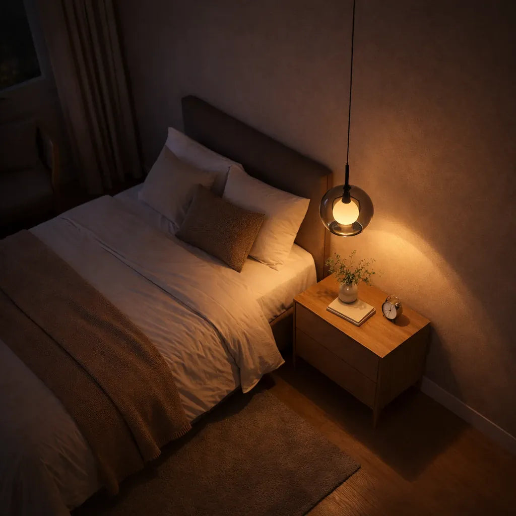 Rise-Light Schwarz Moderne Pendelleuchte für das Schlafzimmer