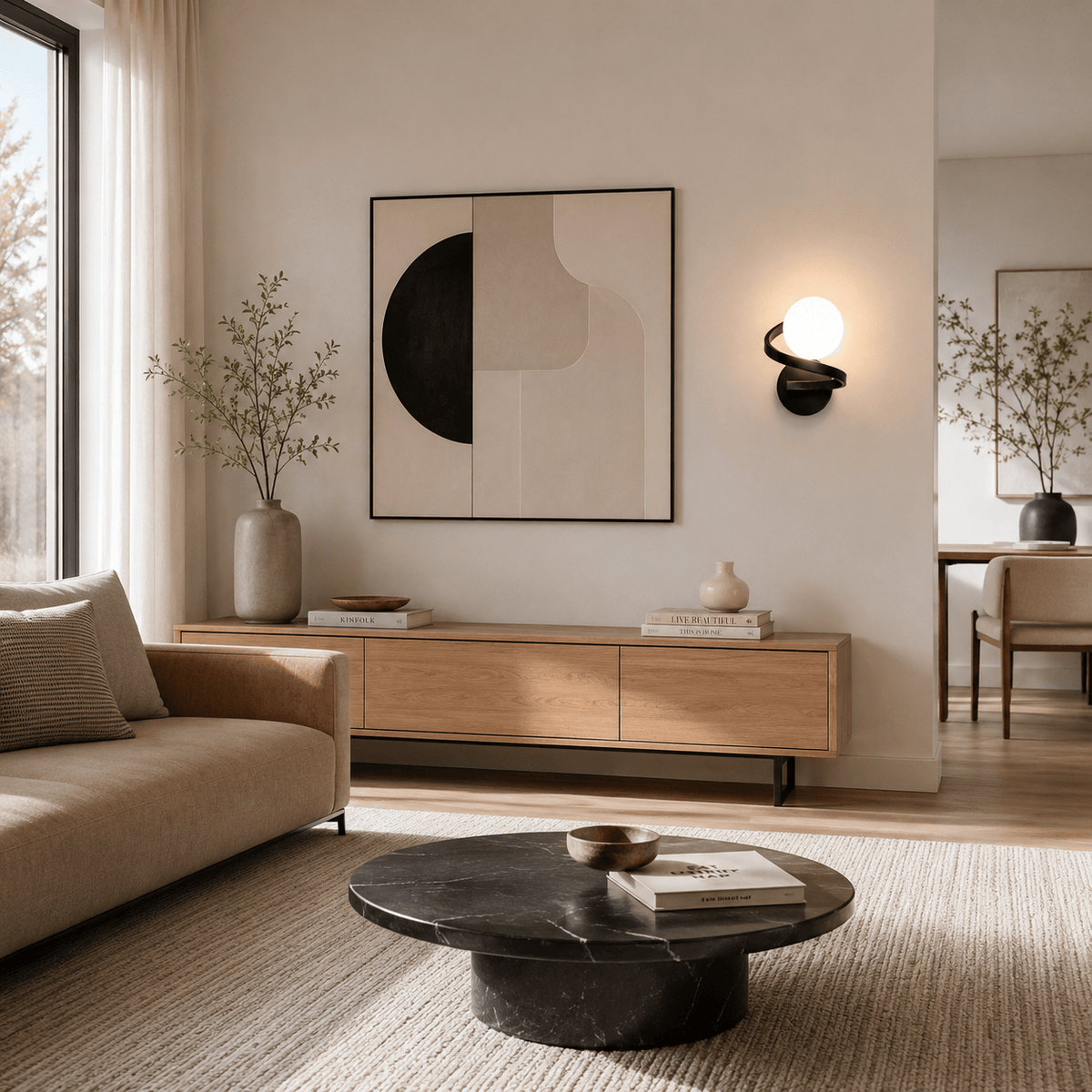 Rise-Light Schwarz Moderne spiralförmige LED-Wandleuchte für Schlafzimmer und Wohnzimmer