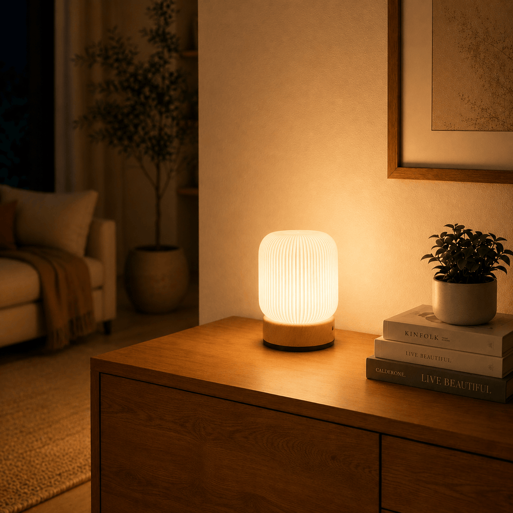 Rise-Light bois Origami Tischlampe LED, Design Tischleuchte modern