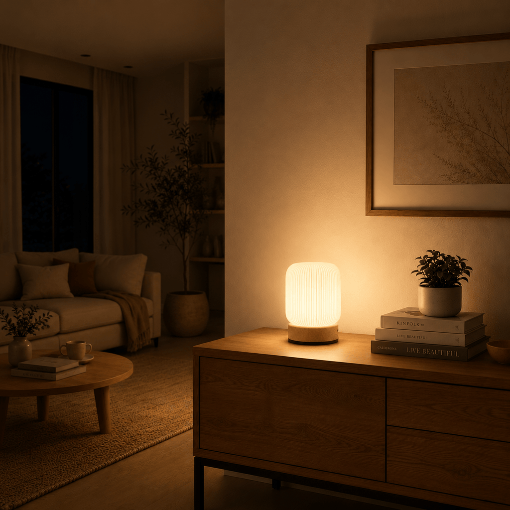Rise-Light bois Origami Tischlampe LED, Design Tischleuchte modern