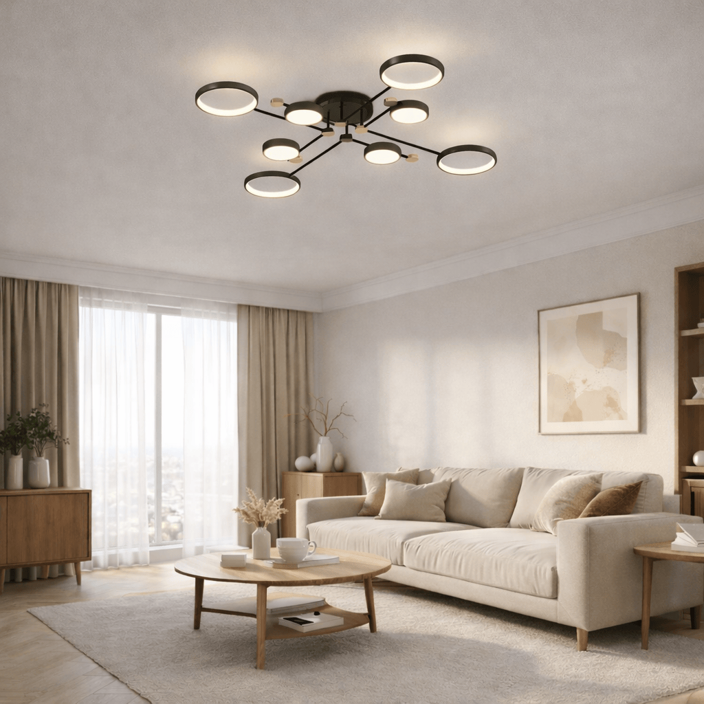 Rise-Light Schwarz / 4 Pendelleuchte rustikal