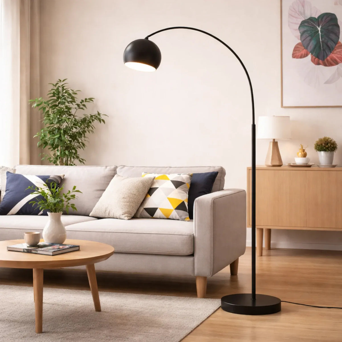 Rise-Light Schwarz Stehlampe bogen