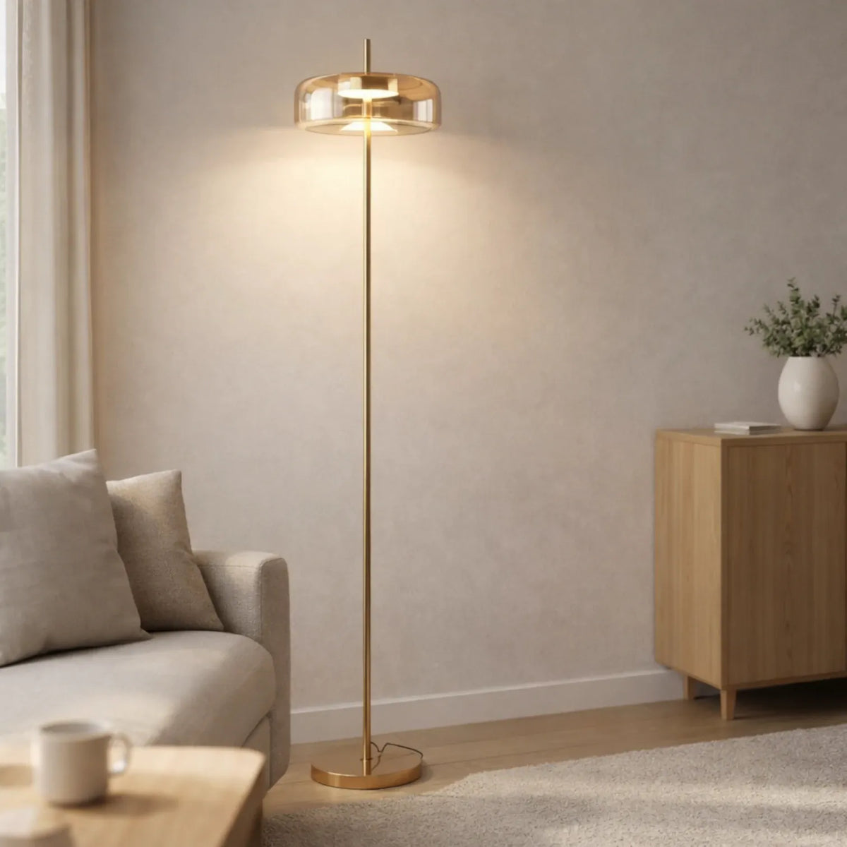 Rise-Light Gold Stehlampe wohnzimmer modern