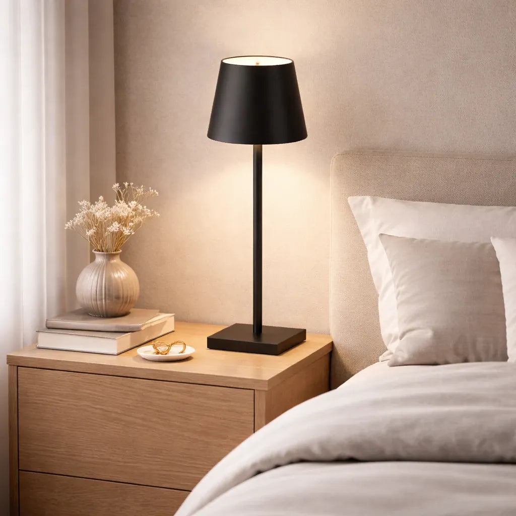 Rise-Light Schwarz Tischlampe Kabellos