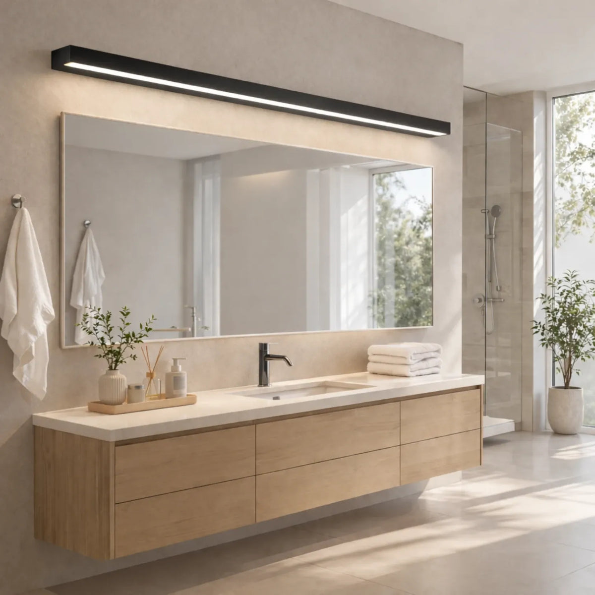 Rise-Light Schwarz / 40 cm Wandleuchte badezimmer led