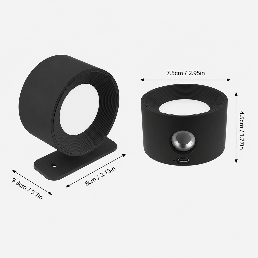 Rise-Light Wiederaufladbare LED-Wandleuchte – kabellos, dimmbar, 360° drehbar