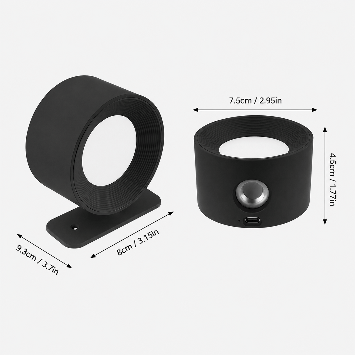 Rise-Light Wiederaufladbare LED-Wandleuchte – kabellos, dimmbar, 360° drehbar
