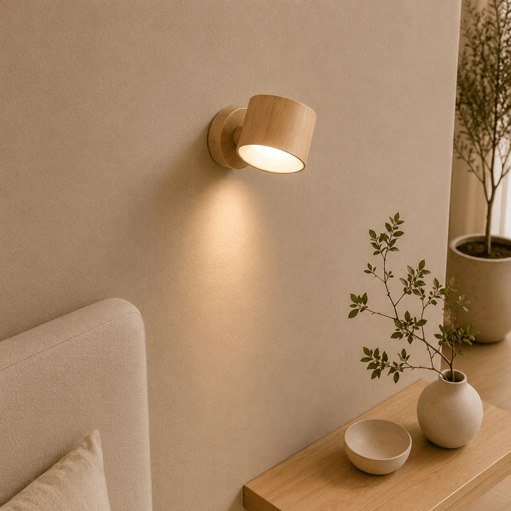 Rise-Light bois Wiederaufladbare LED-Wandleuchte – kabellos, dimmbar, 360° drehbar